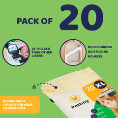 Pettiny cat litter liners with a close view of the drawstring closure.