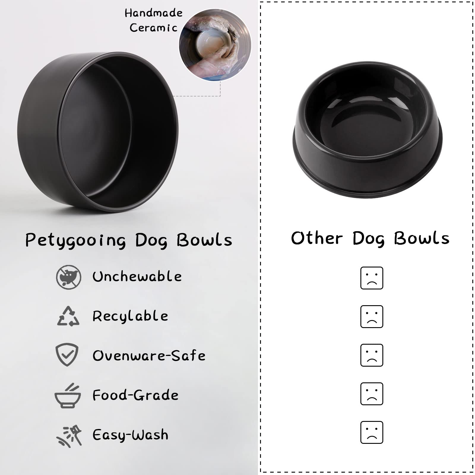 Petygooing ceramic dog bowl viewed from above to show the bowl interior.