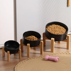 Petygooing ceramic dog bowl holding dry food for a pet meal.