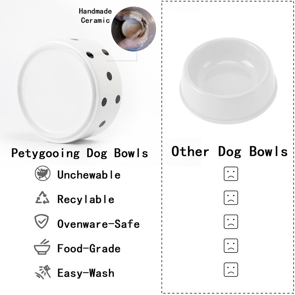Petygooing ceramic pet bowl holding pet food for a mealtime setting.