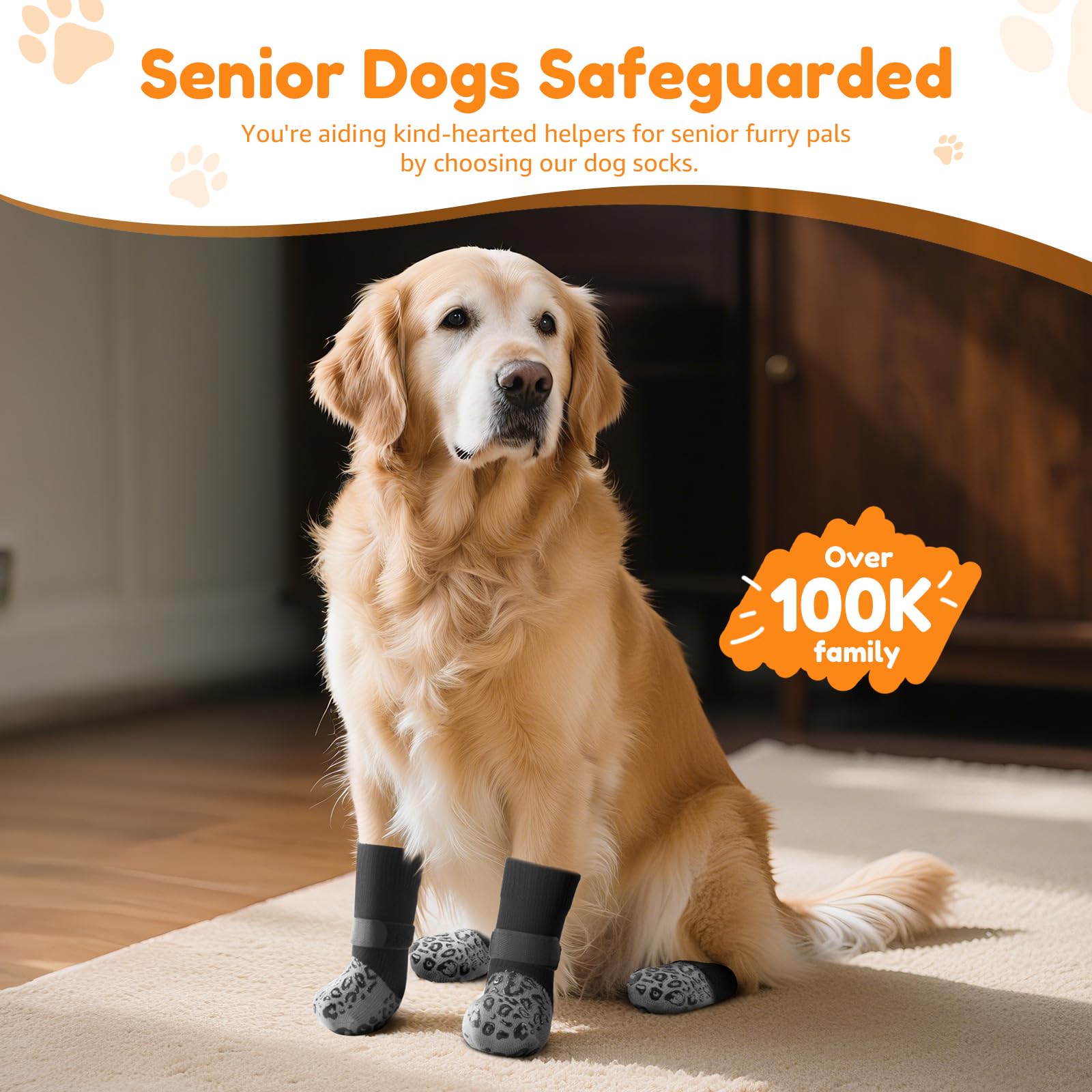 PICK FOR LIFE dog socks showing the four socks included in two pairs.