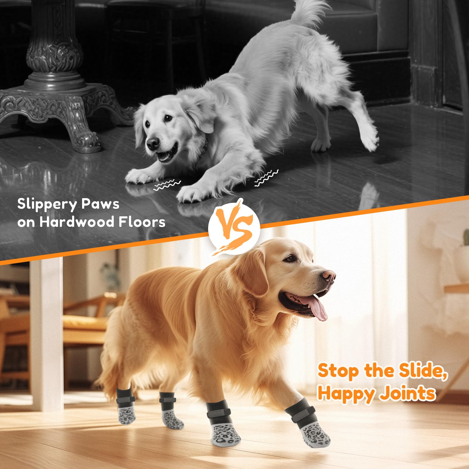 PICK FOR LIFE dog socks with a close view of the gripper soles.