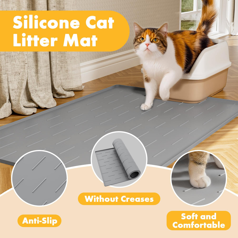 Pieviev silicone cat litter mat shown from below with its non-slip backing.