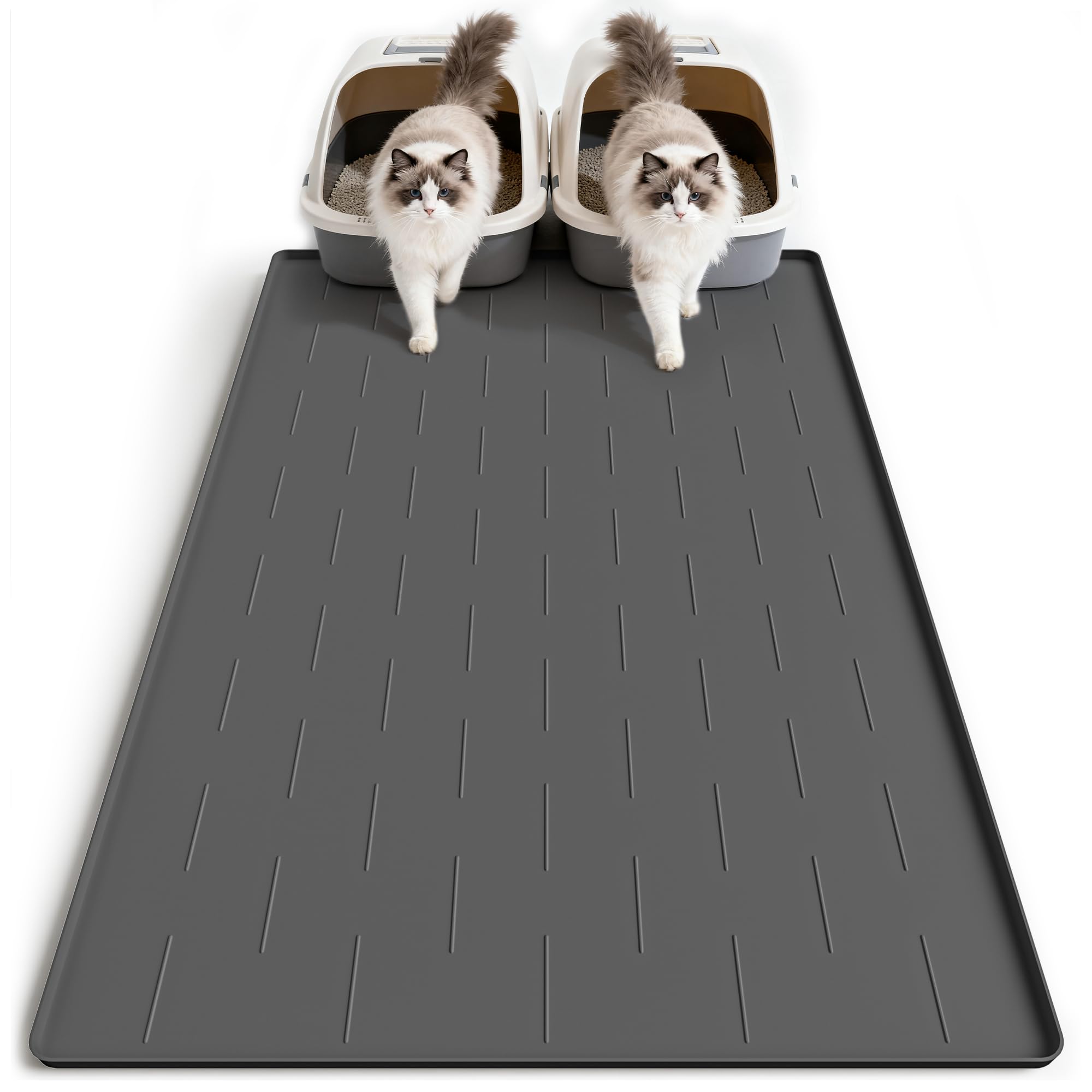 Pieviev Extra Large Silicone Litter Box Mat shown in a full product view.