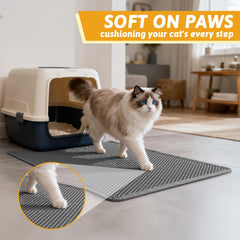 Pieviev litter box mat showing its waterproof bottom layer.