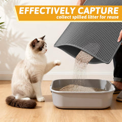 Pieviev litter box mat showing the open edge of its double-layer design.