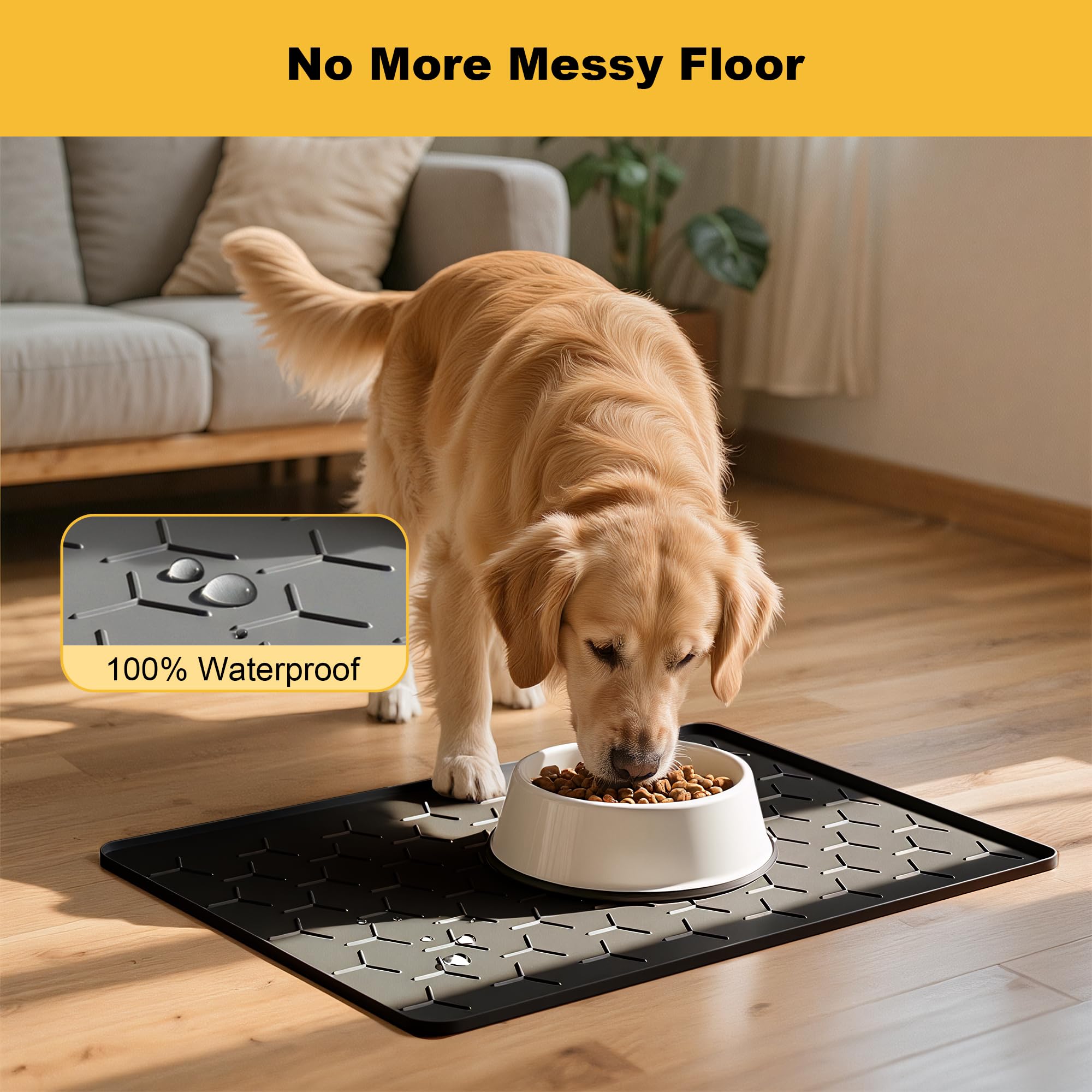 Pieviev Silicone Dog Cat Food Bowl Mat showing the non-slip bottom.