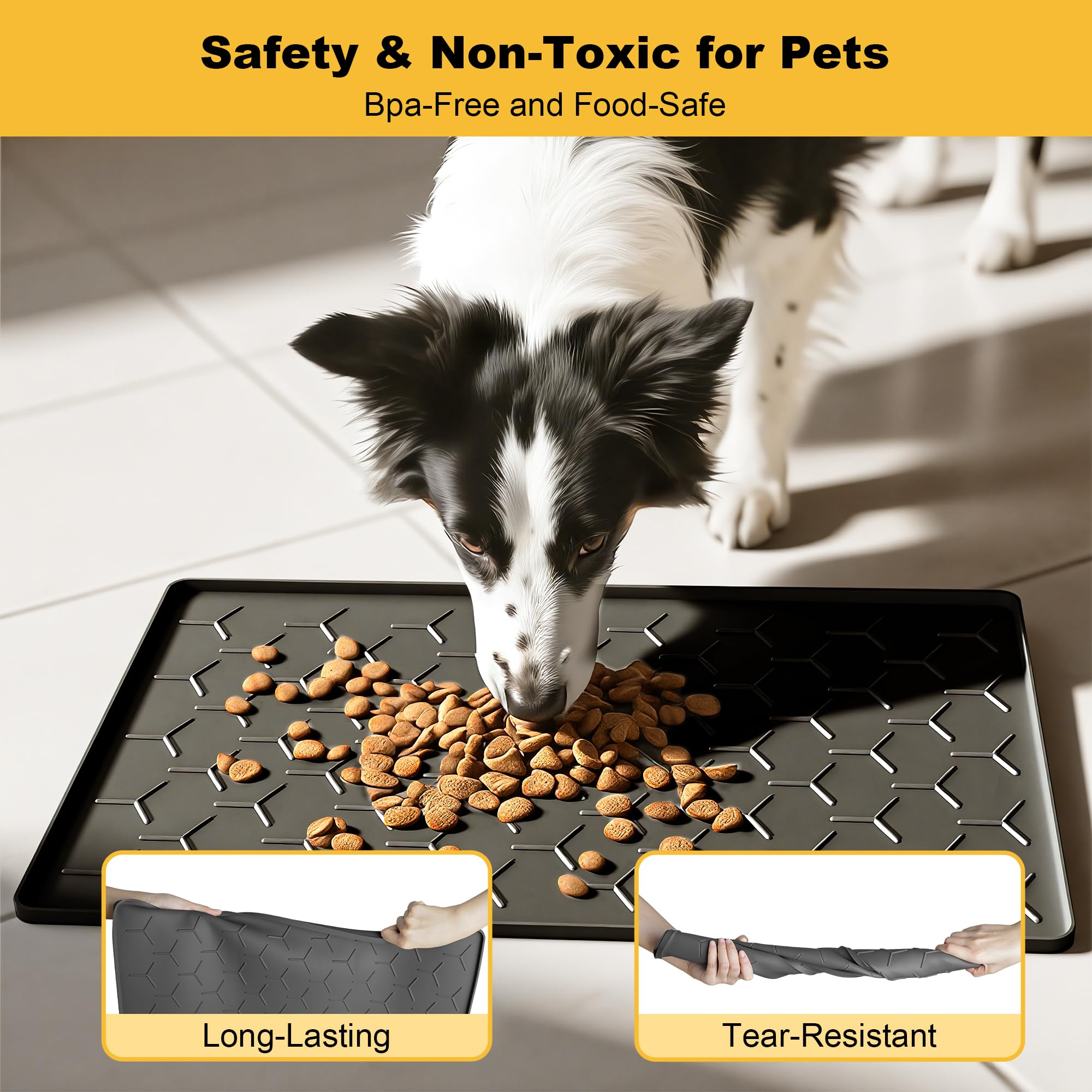 Pieviev Silicone Dog Cat Food Bowl Mat showing the smooth silicone surface.