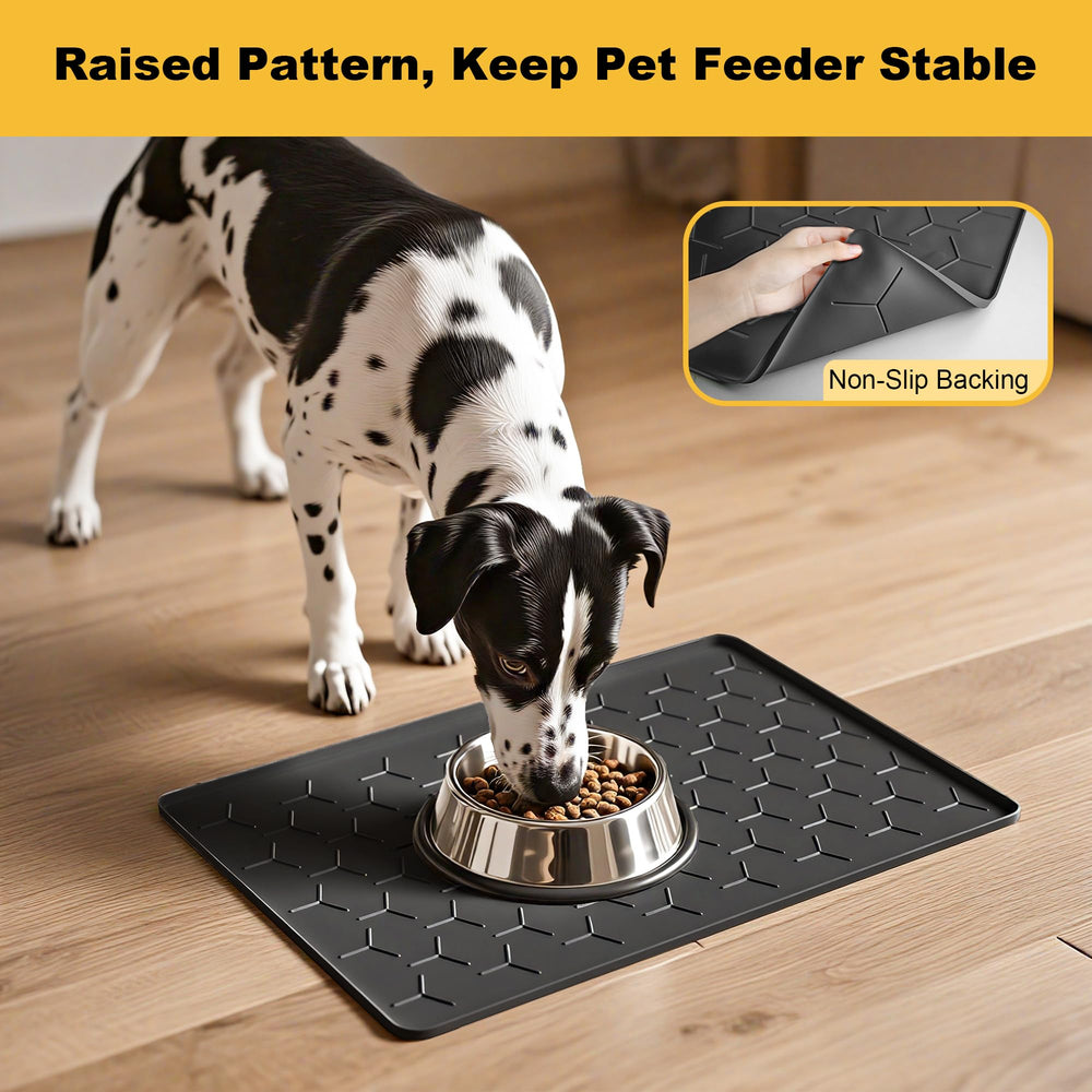 Pieviev Silicone Dog Cat Food Bowl Mat showing its waterproof surface.
