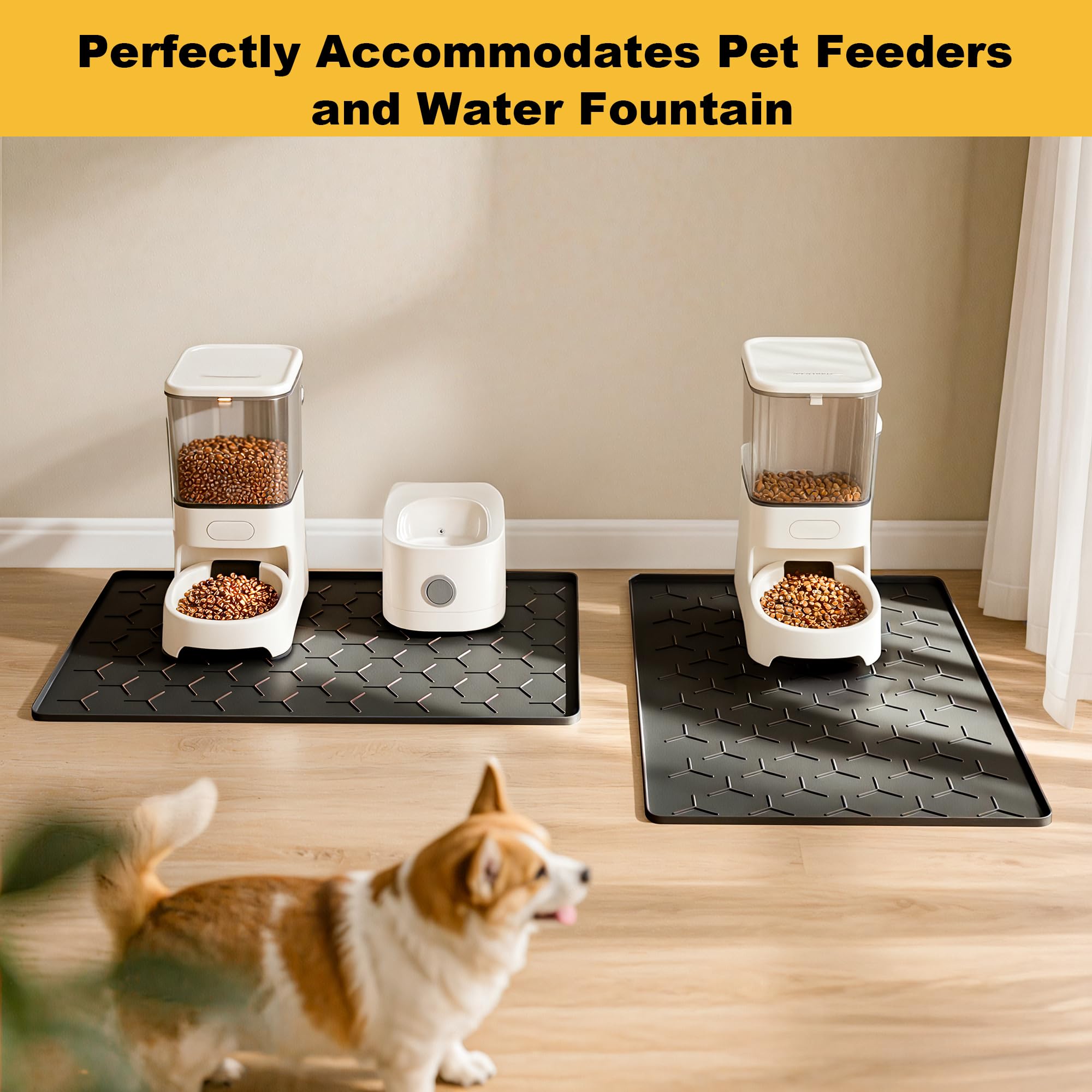 Pieviev Silicone Dog Cat Food Bowl Mat shown from an alternate angle.