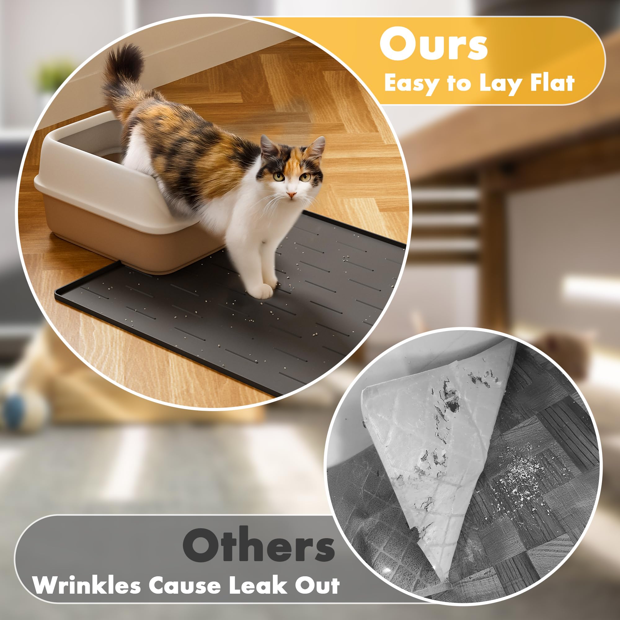 Pieviev Silicone Litter Box Mat detail showing the raised edge around the surface.