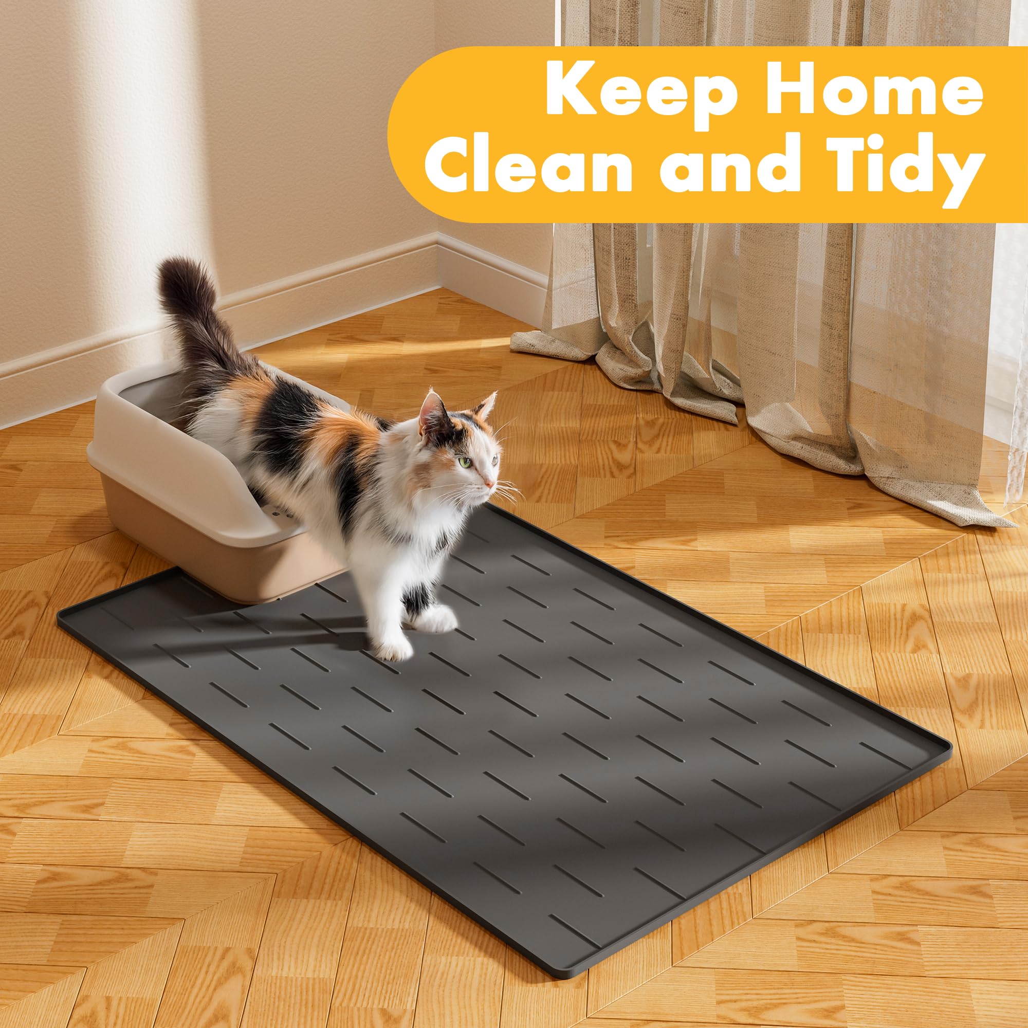 Pieviev Silicone Mat shown as a cat resting mat.