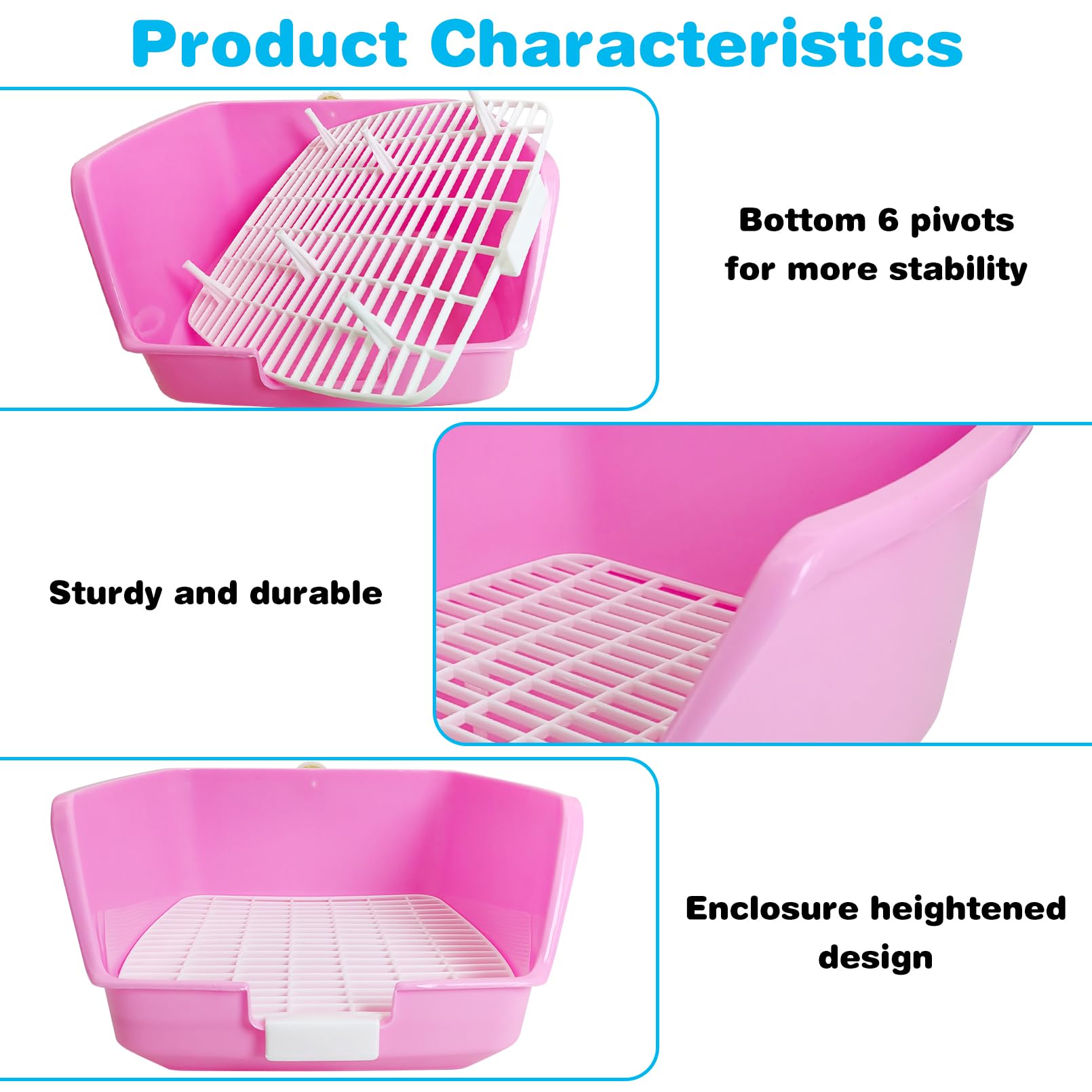 PINVNBY Rabbit Litter Box mesh floor close-up showing the tray opening design.