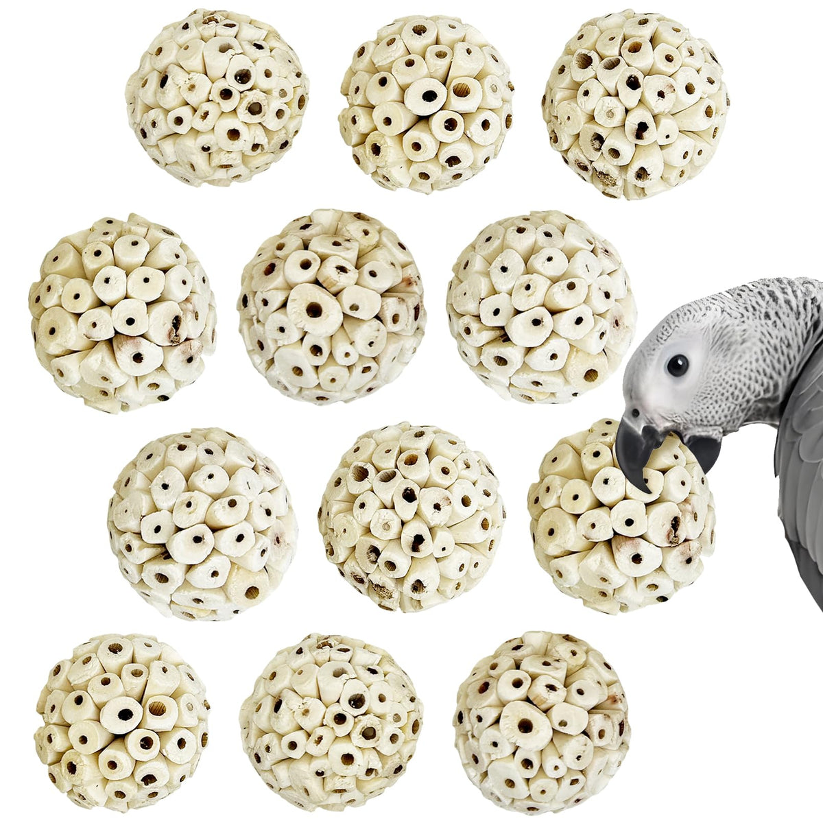 PINVNBY sola bird balls shown from the front as a 12-piece set.
