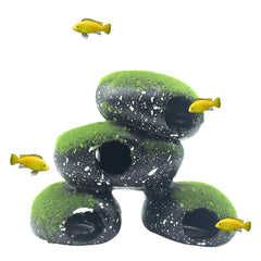 PINVNBY Stone Aquarium Hideaway shown from the front with its stone-style cave shape.