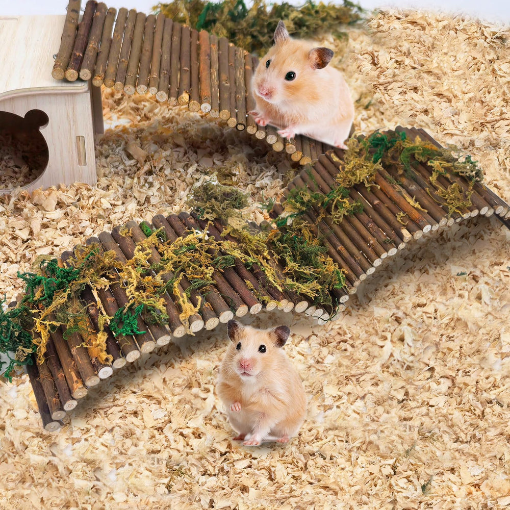 PINVNBY wooden hamster bridge eight-piece set arranged together.