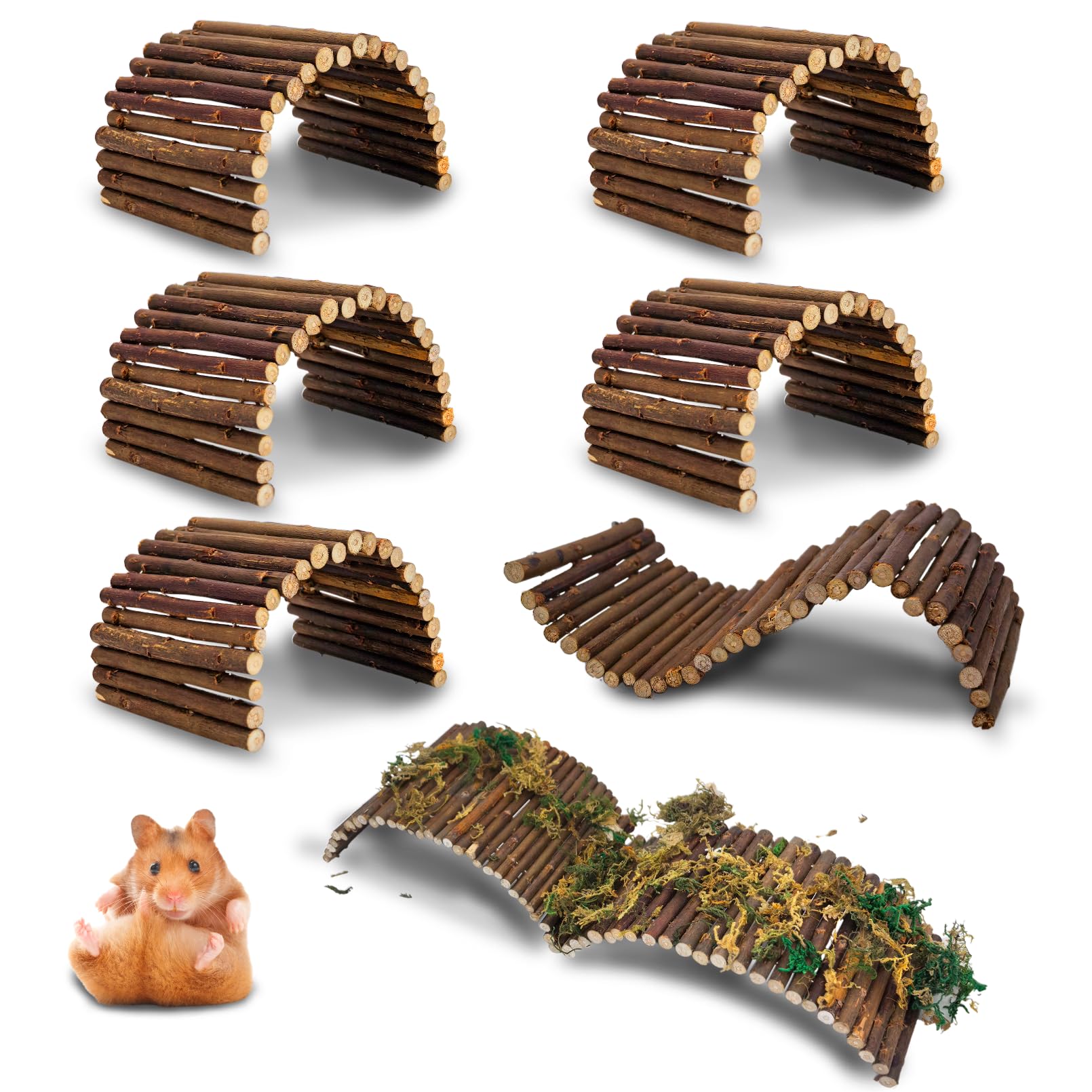 PINVNBY wooden hamster bridge shown from the front as a small-animal habitat accessory.