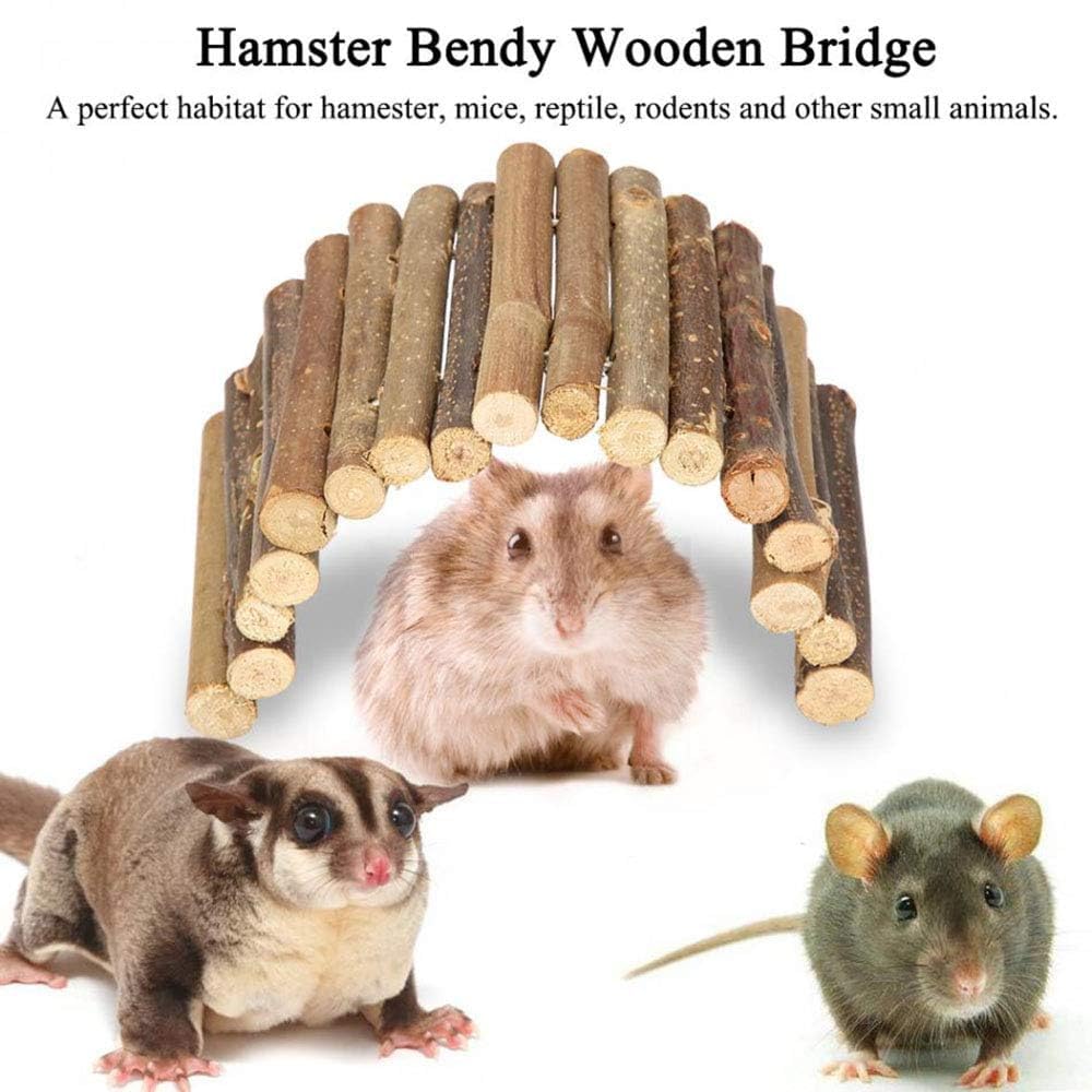PINVNBY wooden hamster bridge bent into a domed hideout.
