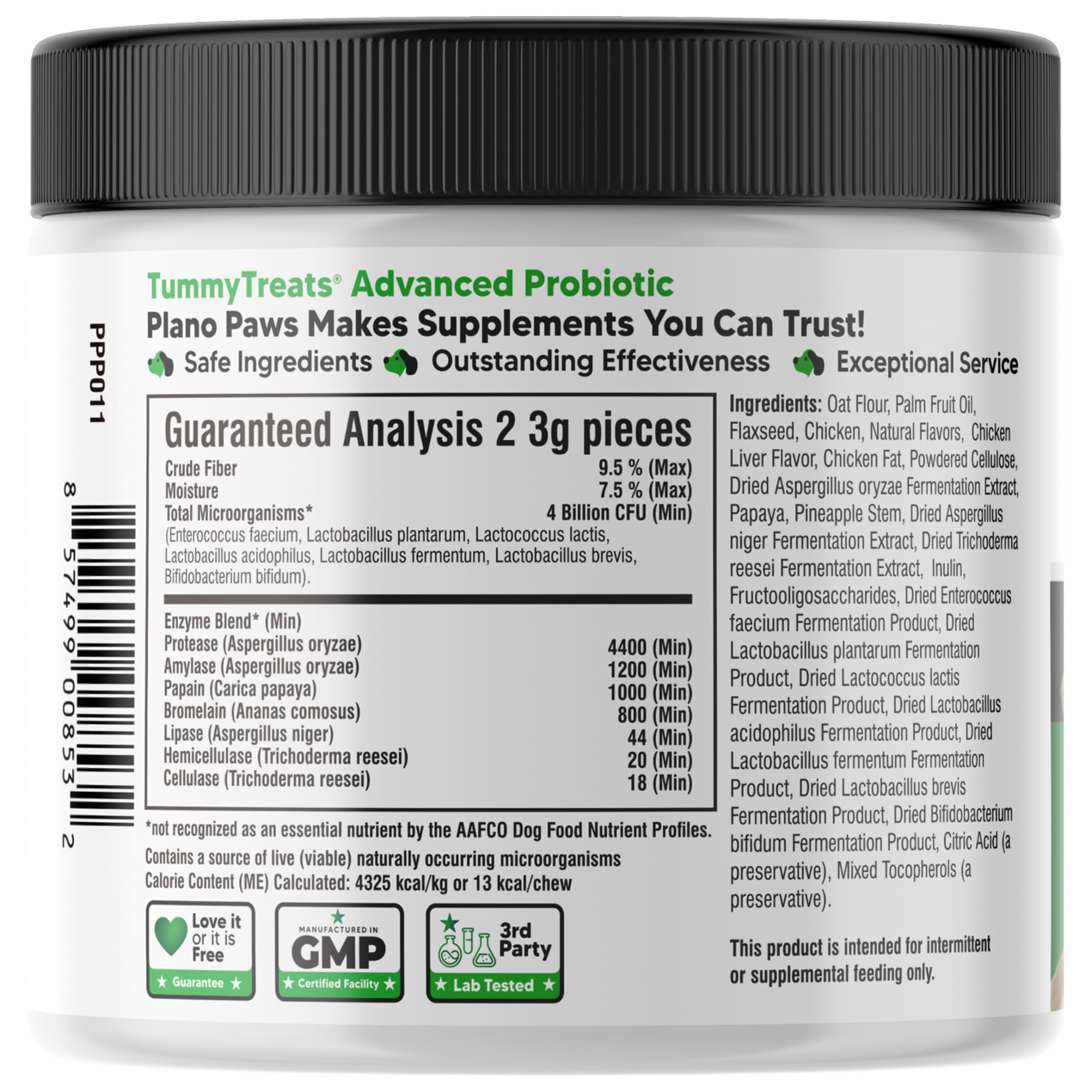 The soft texture of a planopaws dog probiotic chew shown close up.