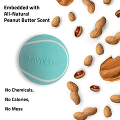 Playology jumbo squeaky chew ball floating during water play.