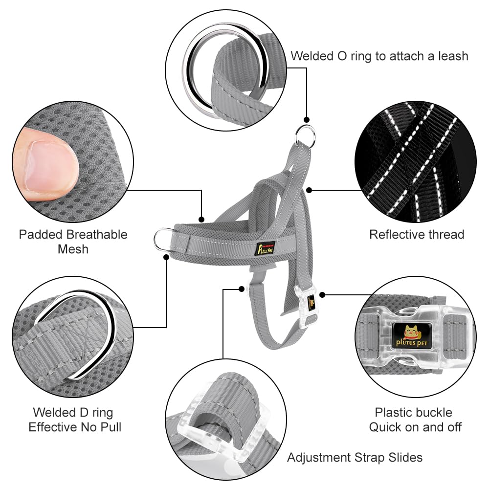 PLUTUS PET dog harness front chest D-ring close-up.