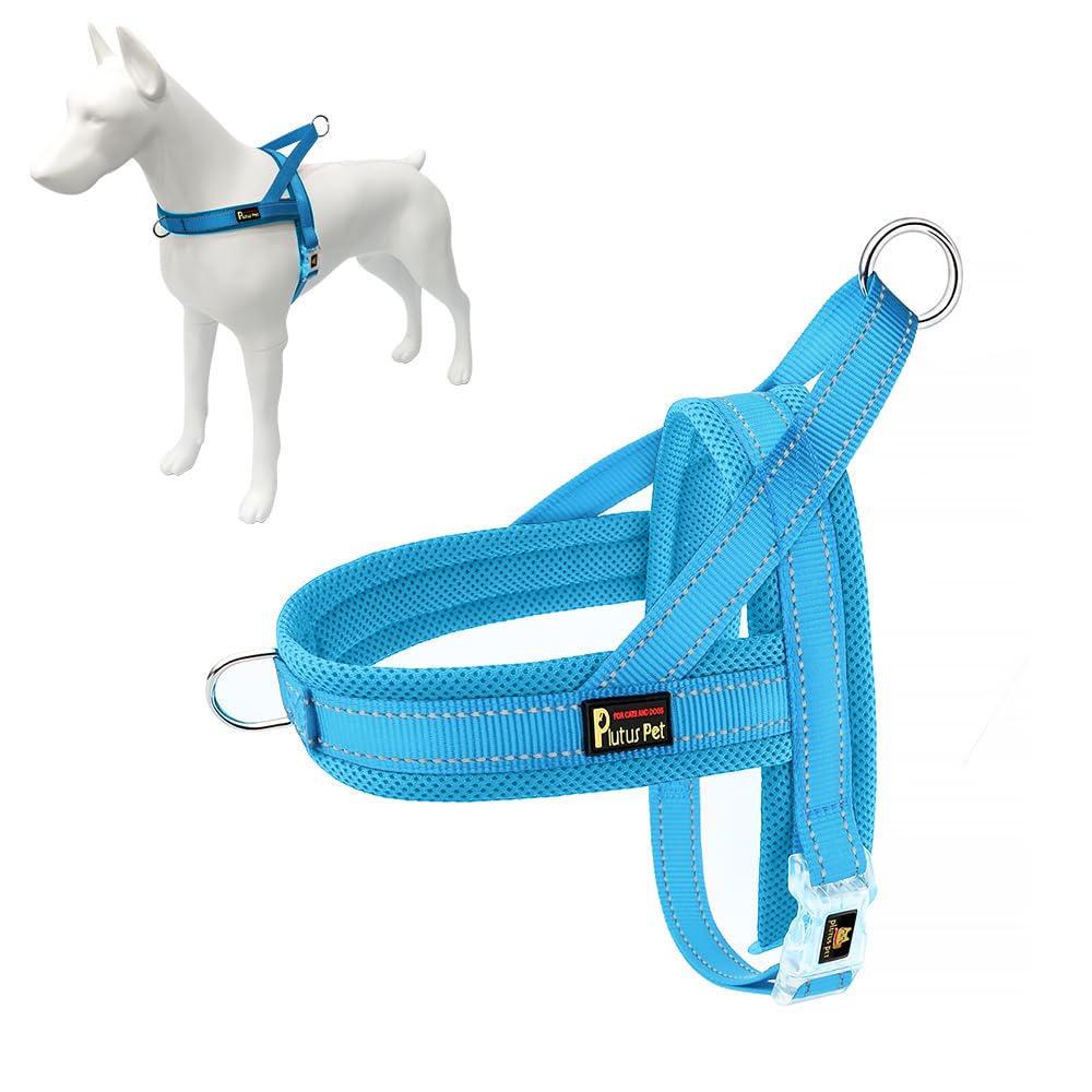 PLUTUS PET dog harness shown from the front with its step-in shape.