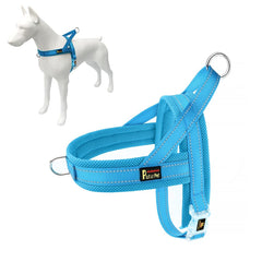 PLUTUS PET dog harness shown from the front, highlighting its step-in shape and straps.