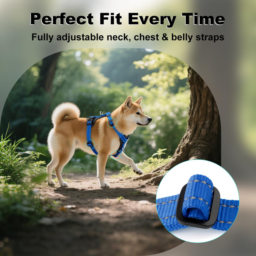 PLUTUS PET dog harness with leather-trimmed panels shown close up.