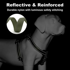 PLUTUS PET dog harness reflective stitching shown in detail.