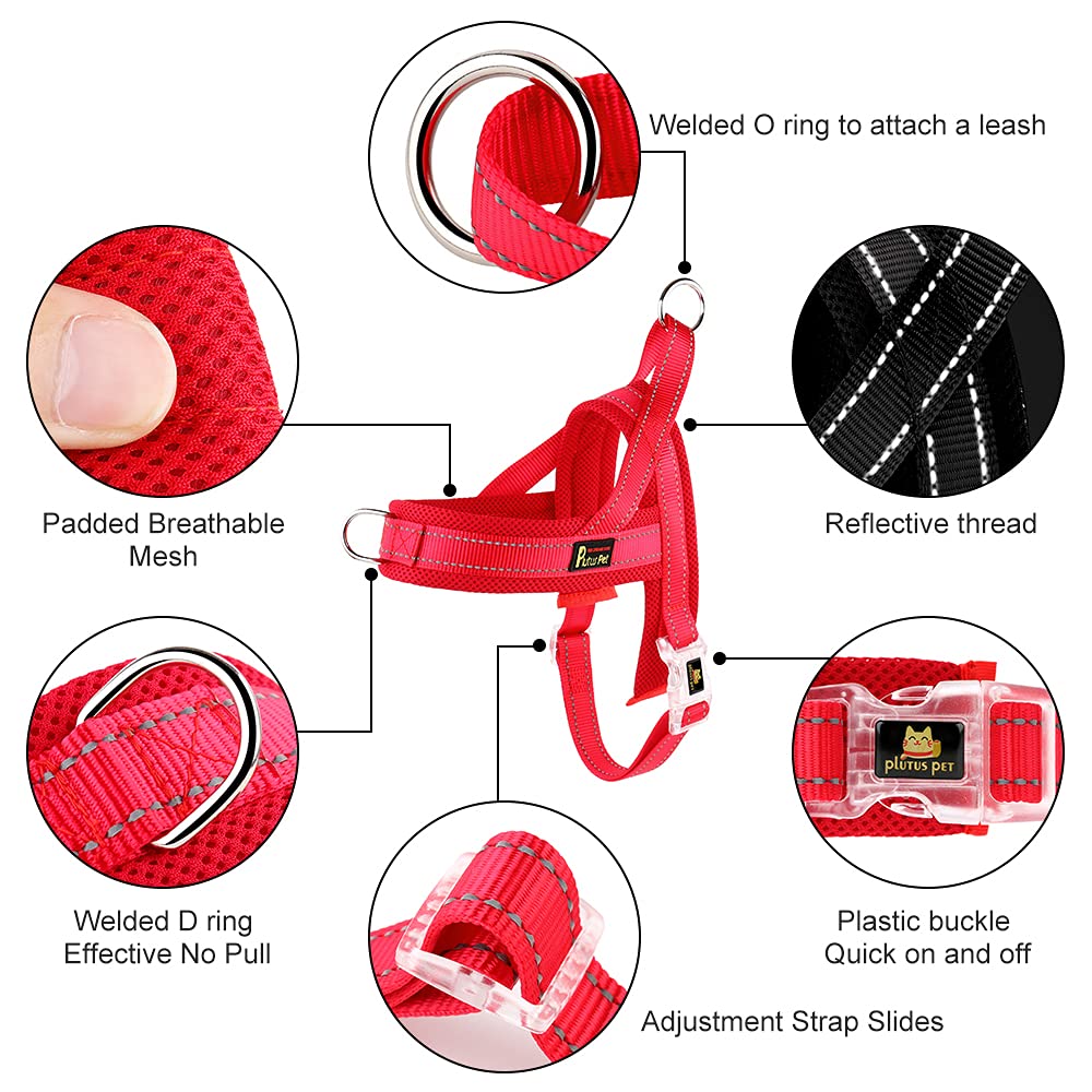 PLUTUS PET No-Pull Dog Harness chest strap and front D-ring close-up.