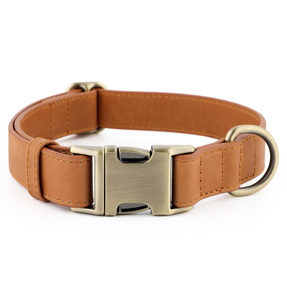 PLUTUS PET leather dog collar shown from the front.