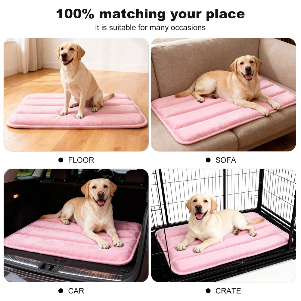 pobopobo Dog Crate Pad placed in a corner as a resting mat.