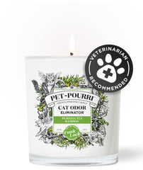 Poo-Pourri cat deodorizer candle and its product packaging.