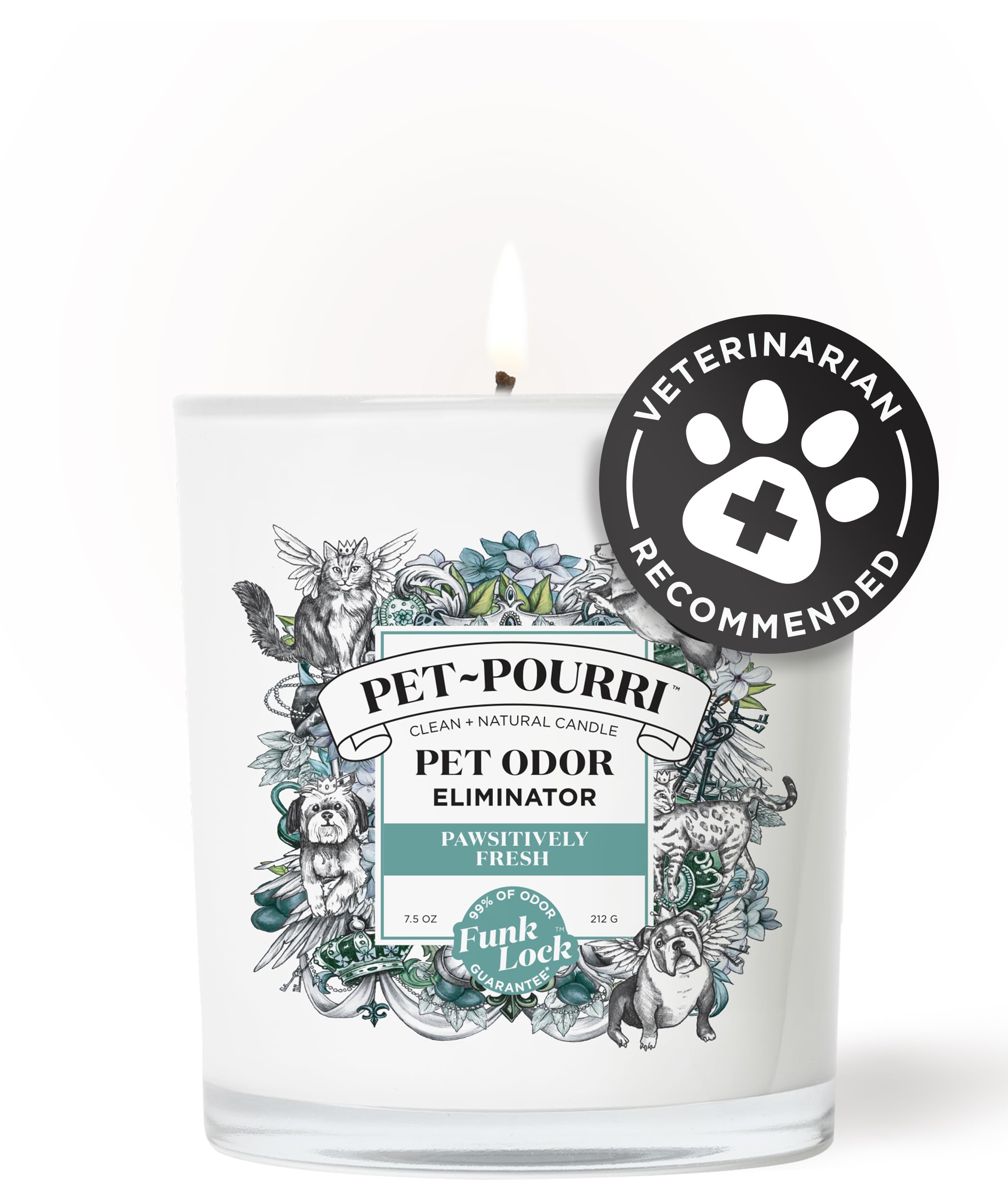 Poo-Pourri Pet-Pourri Pawsitively Fresh pet odor candle label detail.