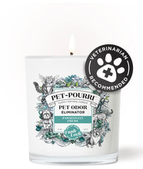 Poo-Pourri Pet-Pourri Pawsitively Fresh pet odor candle label detail.