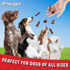 Powerpet Bully Stick Bites shown as the treats inside the pack.