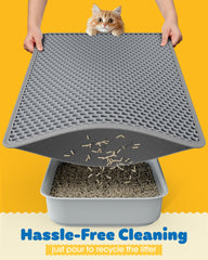 Powools cat litter mat providing a soft surface for a cat to step on.