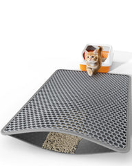 Powools cat litter mat shown from the front to display its overall shape and grey surface.