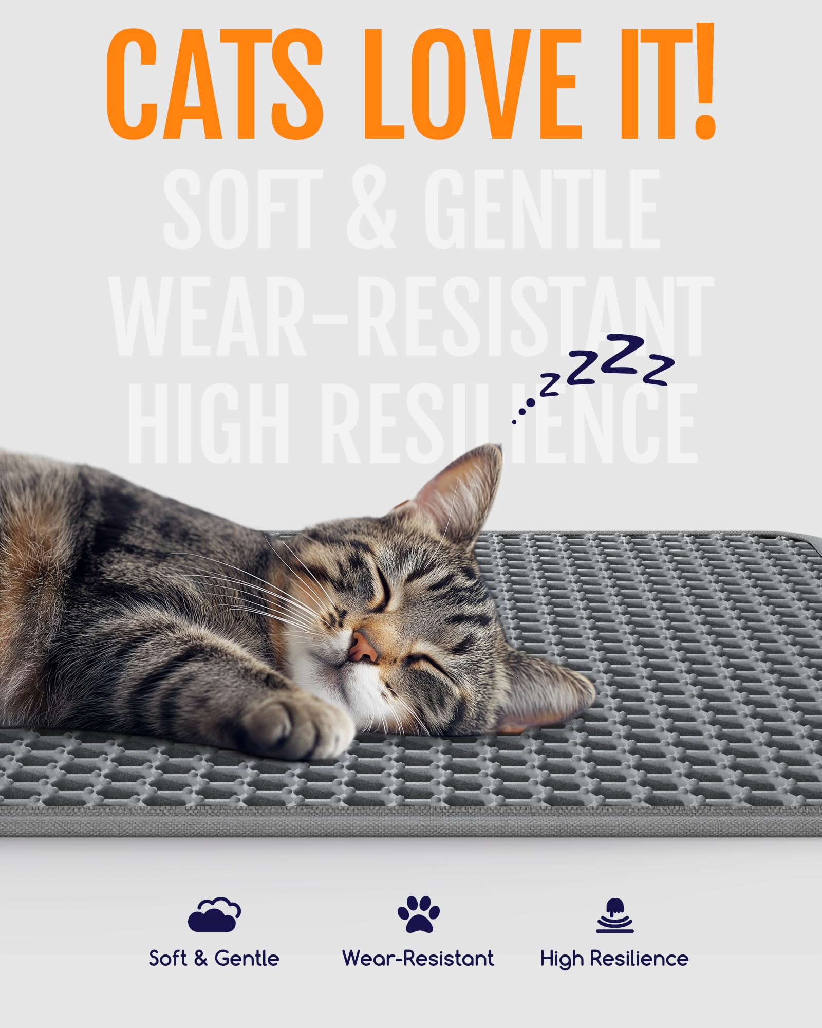 Powools cat litter mat viewed at the edge to show its double-layer construction.