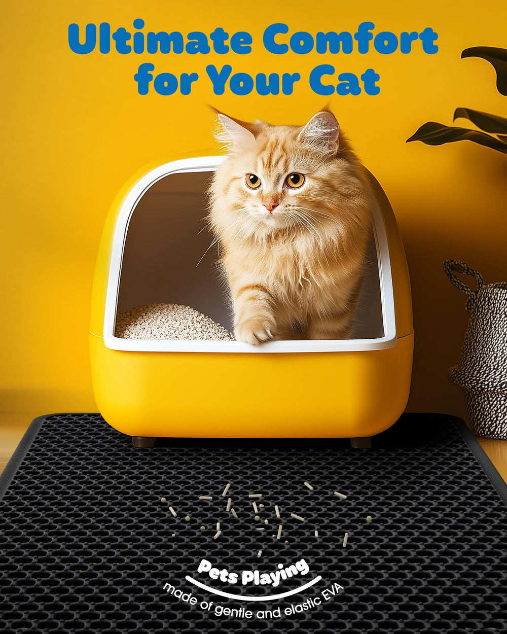 Powools cat litter mat positioned beside a litter box for everyday use.