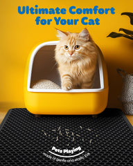 Powools cat litter mat positioned beside a litter box for everyday use.
