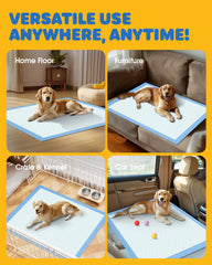 Powools Extra Large Pee Pad placed in a dog crate.