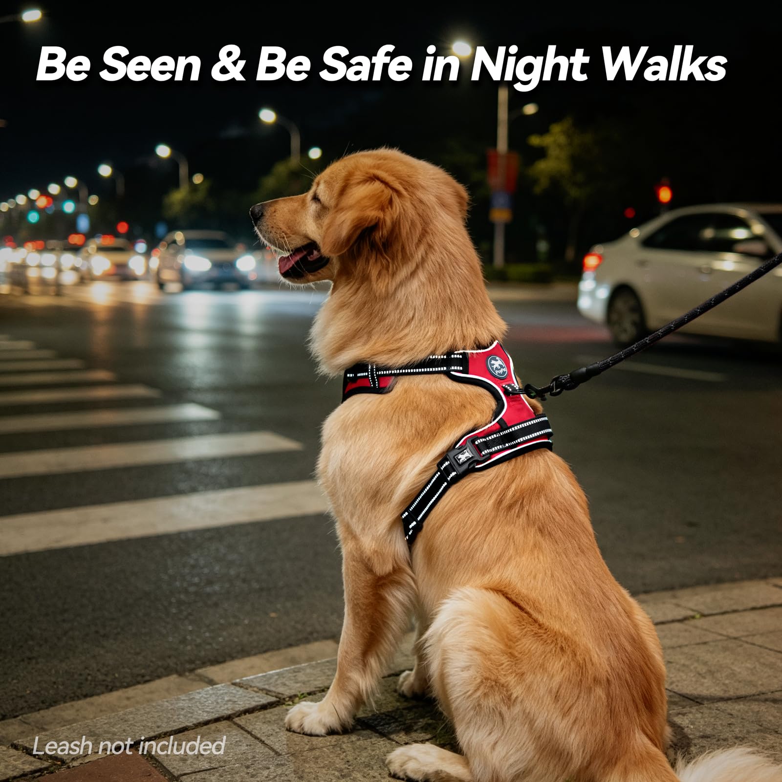 PoyPet large dog harness extra-padded control handle.
