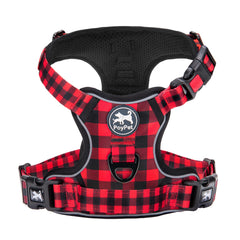 PoyPet Plaid Dog Harness shown from the front to display its vest shape and plaid design.