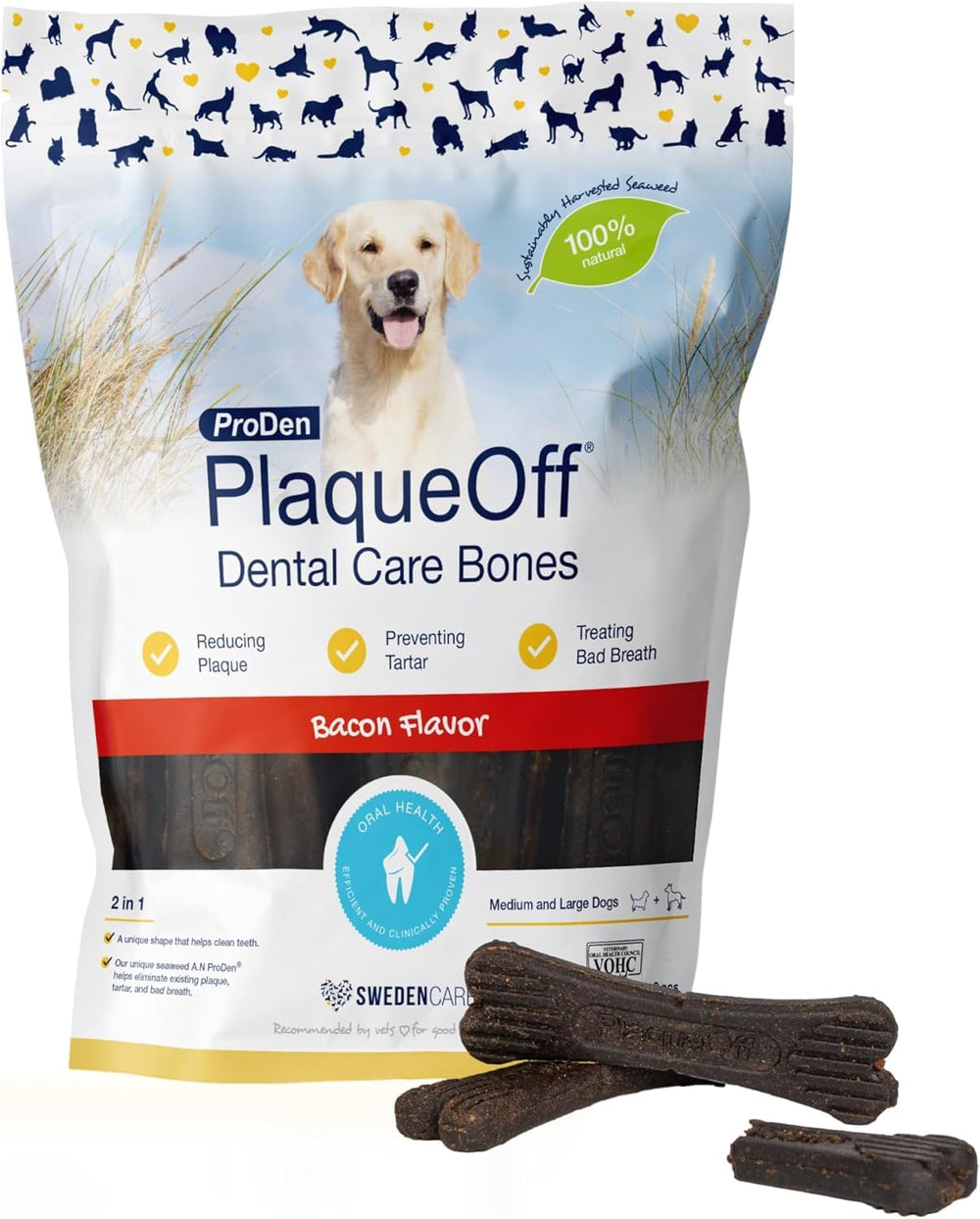 ProDen PlaqueOff Dental Bones package shown from the front.