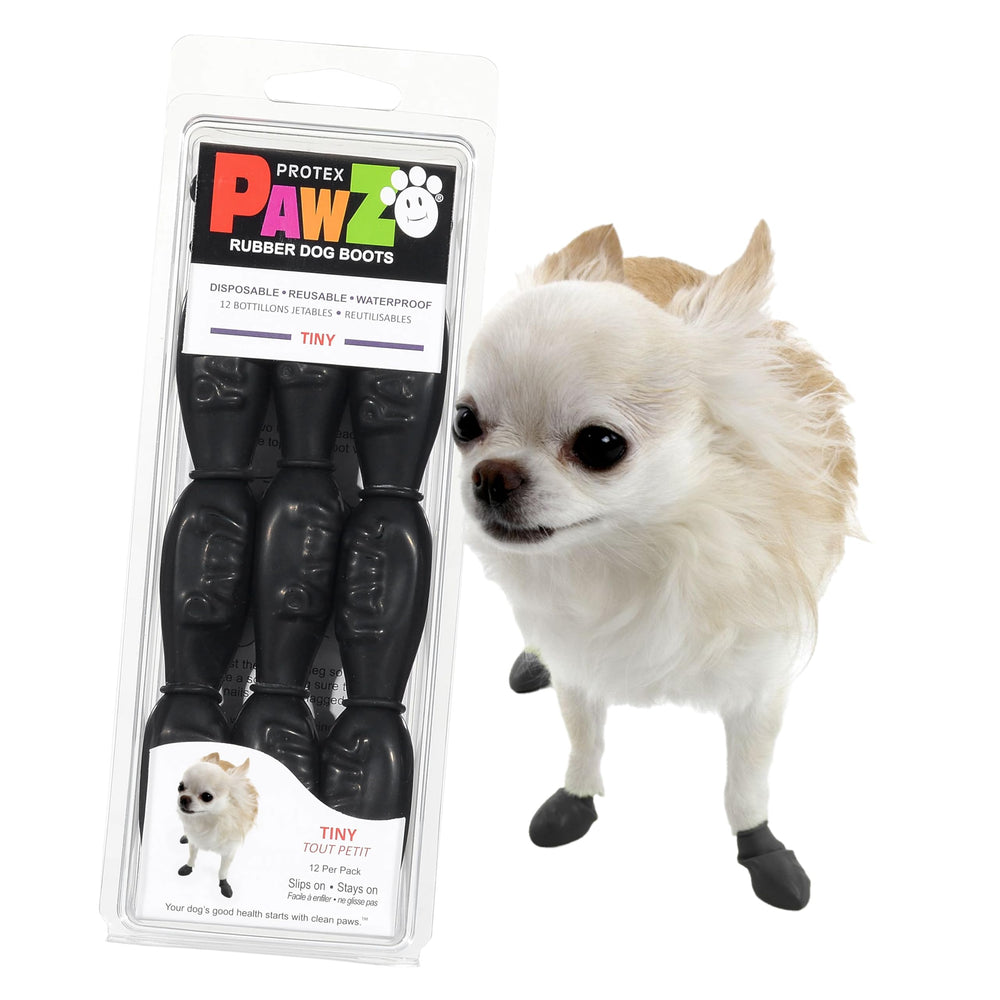 Protex PawZ rubber dog boots shown from the front.