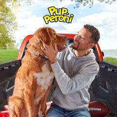 Pup-Peroni Original Beef dog treats shown with the beef recipe package detail.
