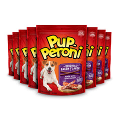 Pup-Peroni Original Bacon Flavor dog treats shown with the front of the bag facing forward.