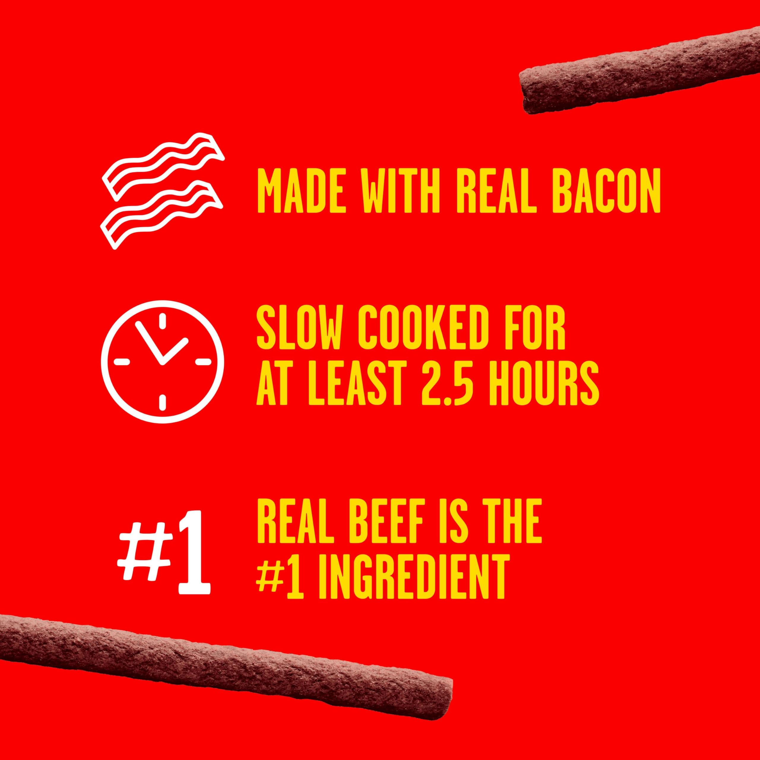 Pup-Peroni Original Bacon Flavor dog treats shown to highlight their soft, chewy texture.