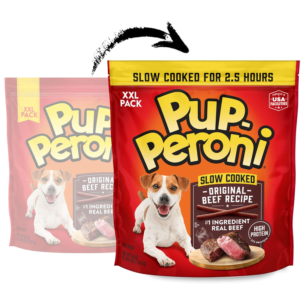 Pup-Peroni soft dog treats shown close up to highlight their tender texture.
